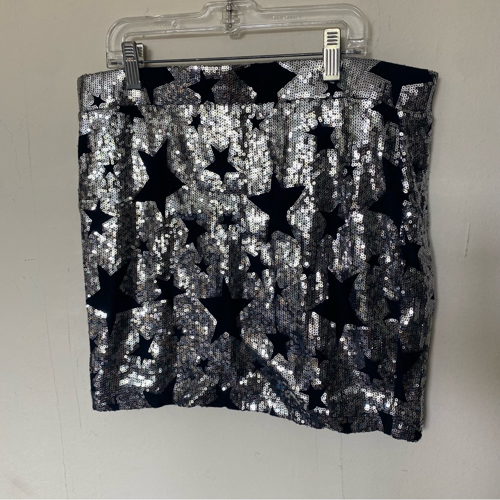 Silver and Black Star Sequin Skirt